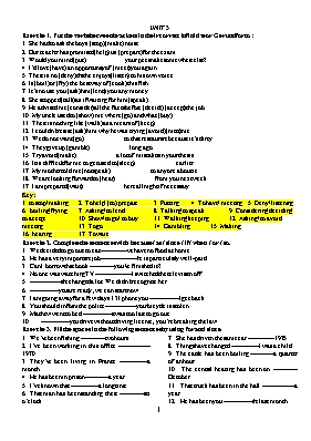 Bài tập Unit 3 môn Tiếng Anh Lớp 8